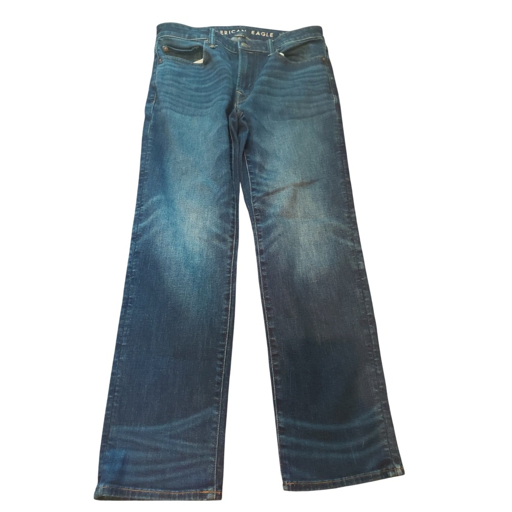 American Eagle Airflex+ Slim Straight Jeans Mens 32x30 Medium Wash Blue Denim
